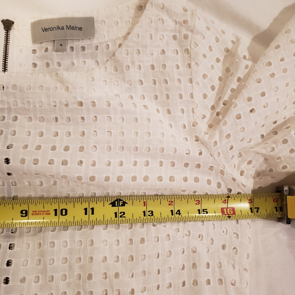 Veronika Maine white cotton eyelet top size 8 - Picture 4 of 5
